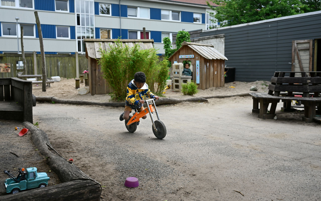 Børn leger på legeplads